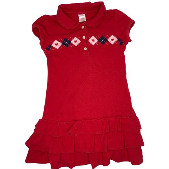 Gymboree 6 red argyle ruffle dress - Picture 1 of 3